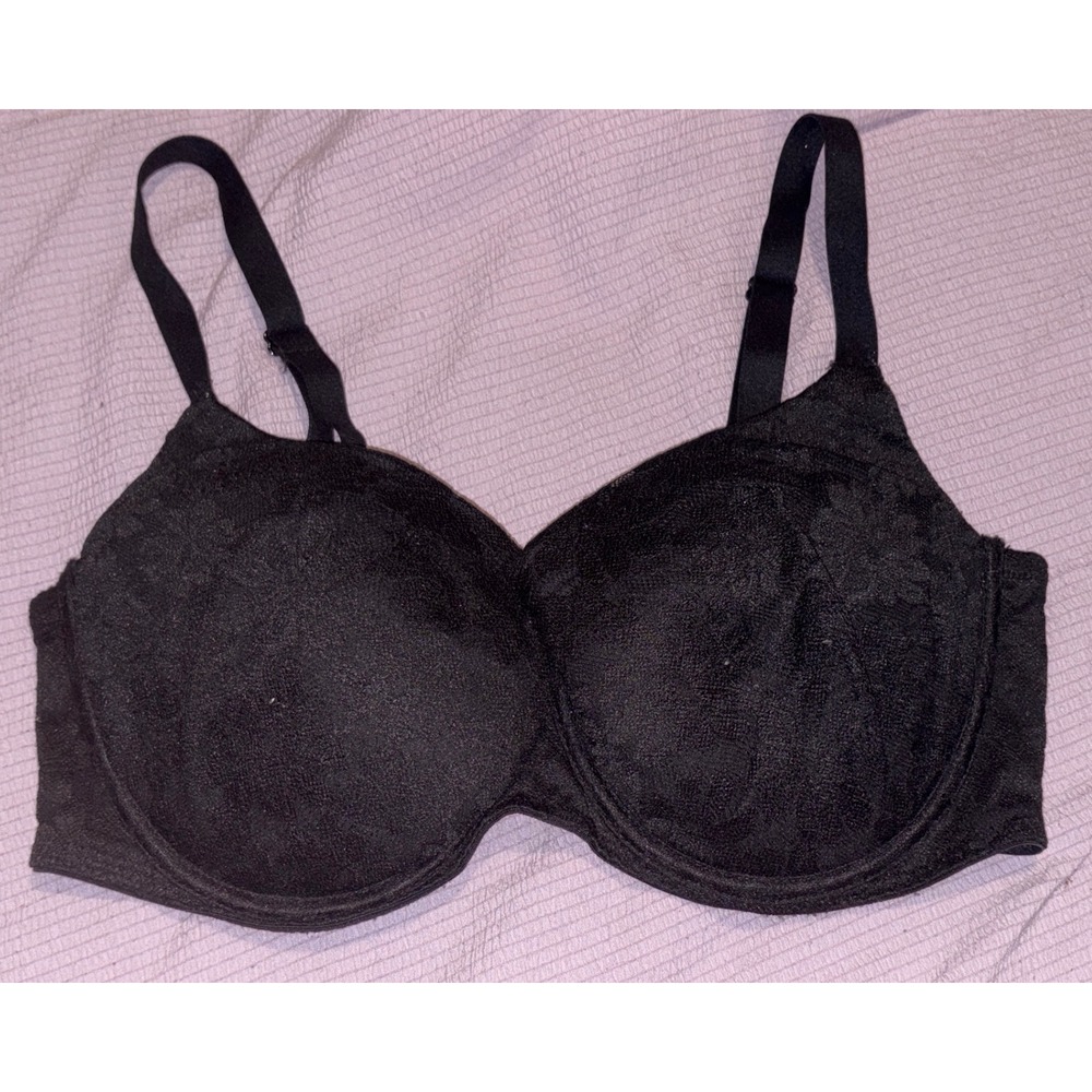 No Boundaries Black Full Figure Lace Detail Memory Foam Contour Cup Bra‎ 38DD